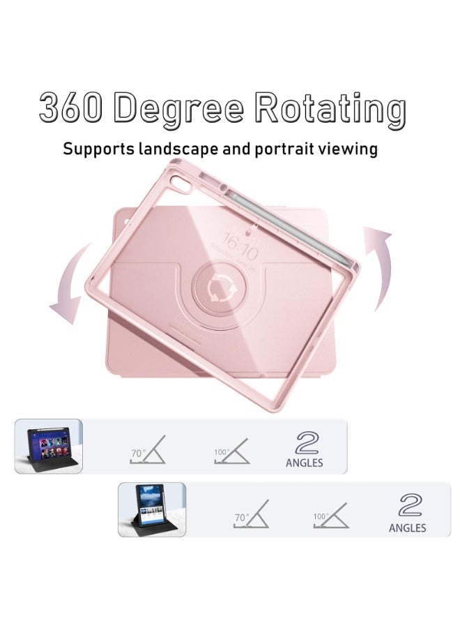 حالة لسامسونج غالاكسي Tab A9, حالة حماية اللوح , الاكريليك 360 ° تصميم الدوار, تلقائي الاستيقاظ / النوم, جلد ناعم, وردي - Image 5